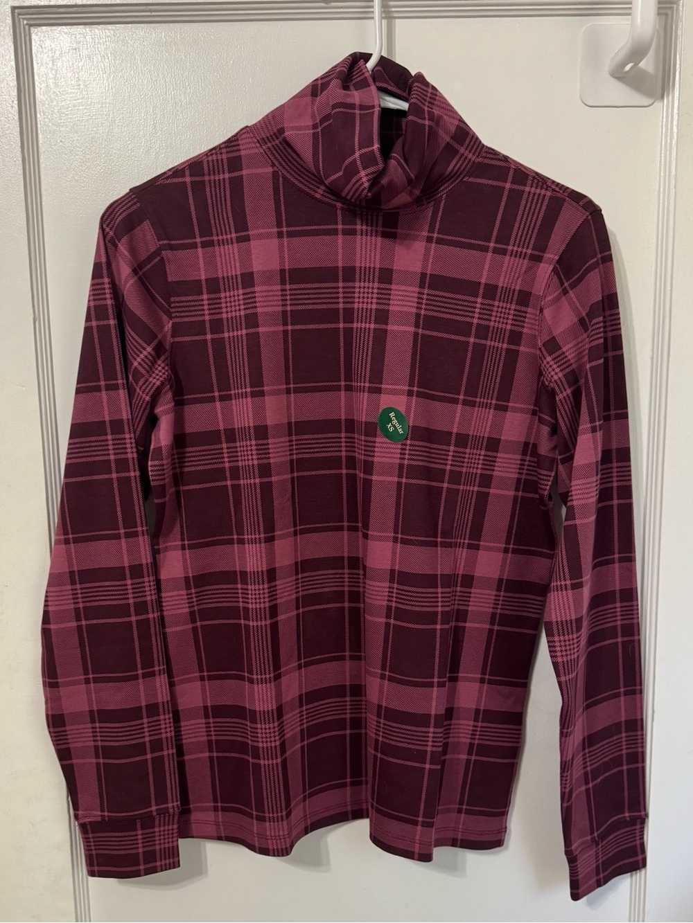L.L.Bean Women's Plaid Mock Neck Long Sleeve Shirt Size XS Regular